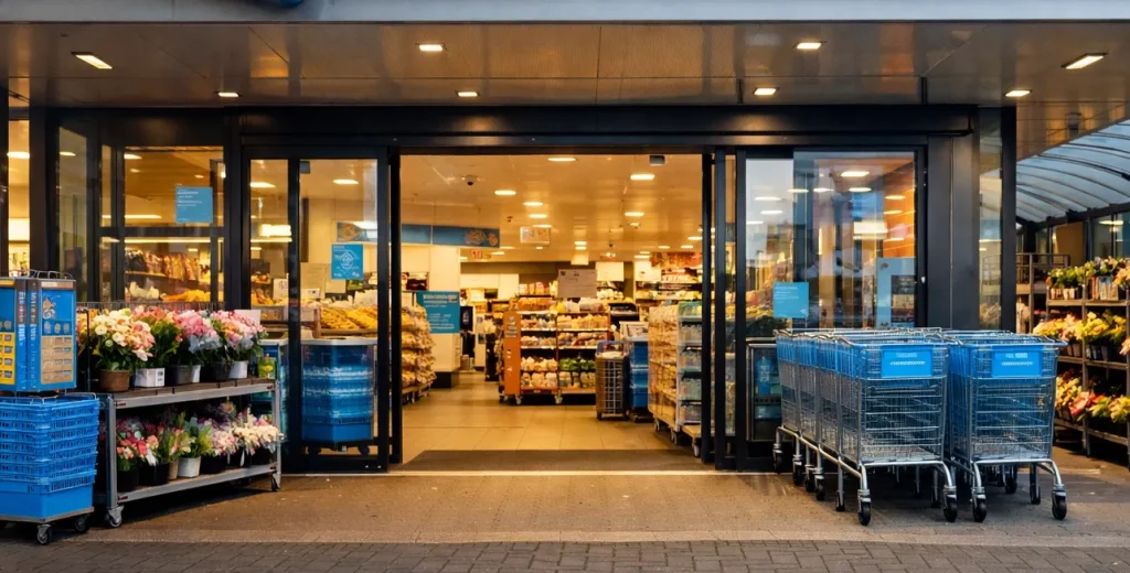 Ingang van Albert Heijn supermarkt in Tiel