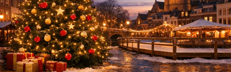 Gezellige winkelstraat in Tiel tijdens feestdagen